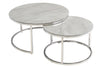 Grey Marble Effect Chrome Round Nest of 2 Coffee Tables