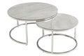 Grey Marble Effect Chrome Round Nest of 2 Coffee Tables
