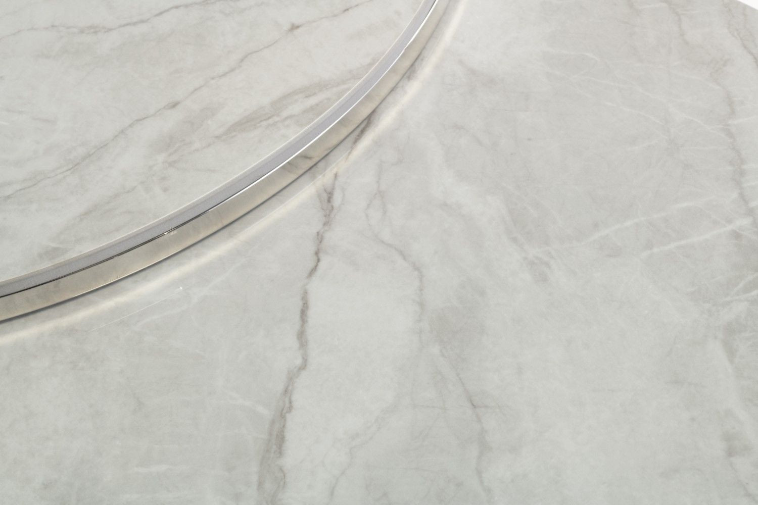 Grey Marble Effect Chrome Round Nest of 2 Coffee Tables - Home Furniture Interiors