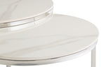 White Marble Effect Chrome Round Nest of 2 Coffee Tables - Home Furniture Interiors