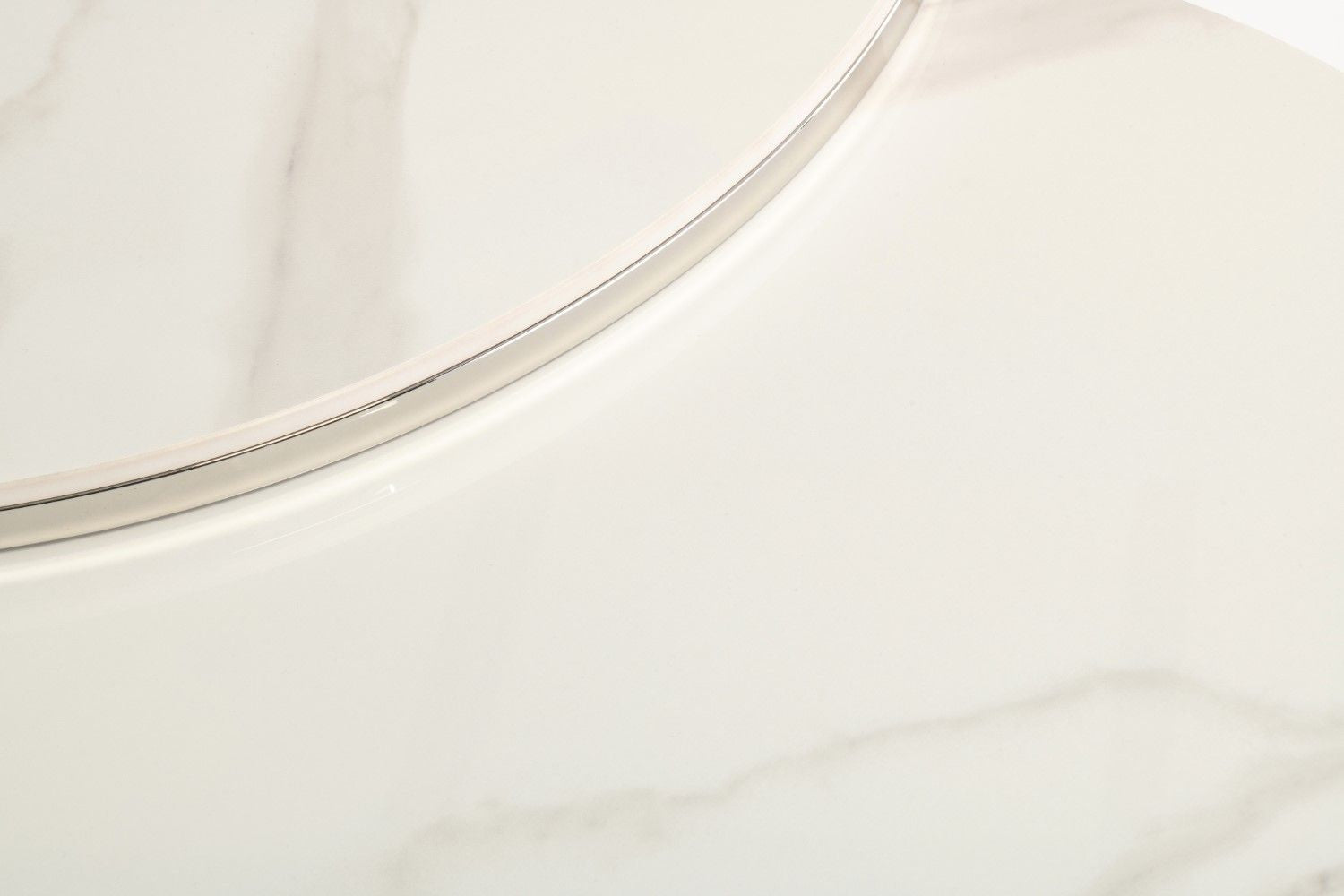 White Marble Effect Chrome Round Nest of 2 Coffee Tables - Home Furniture Interiors