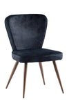Black Velvet Curved Back Dining Chair Brushed Brass Legs