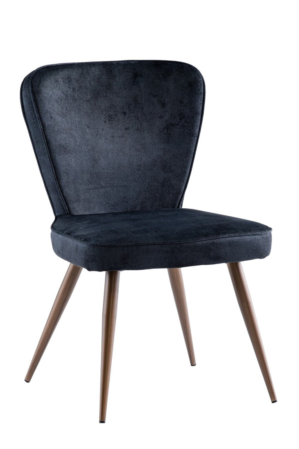 Black Velvet Curved Back Dining Chair Brushed Brass Legs