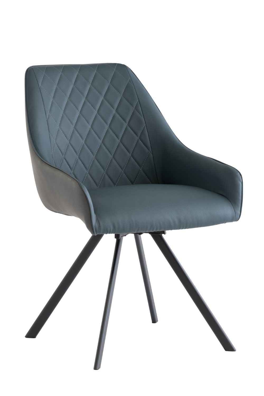 Blue and Dark Grey Leather Effect Swivel Dining Chair