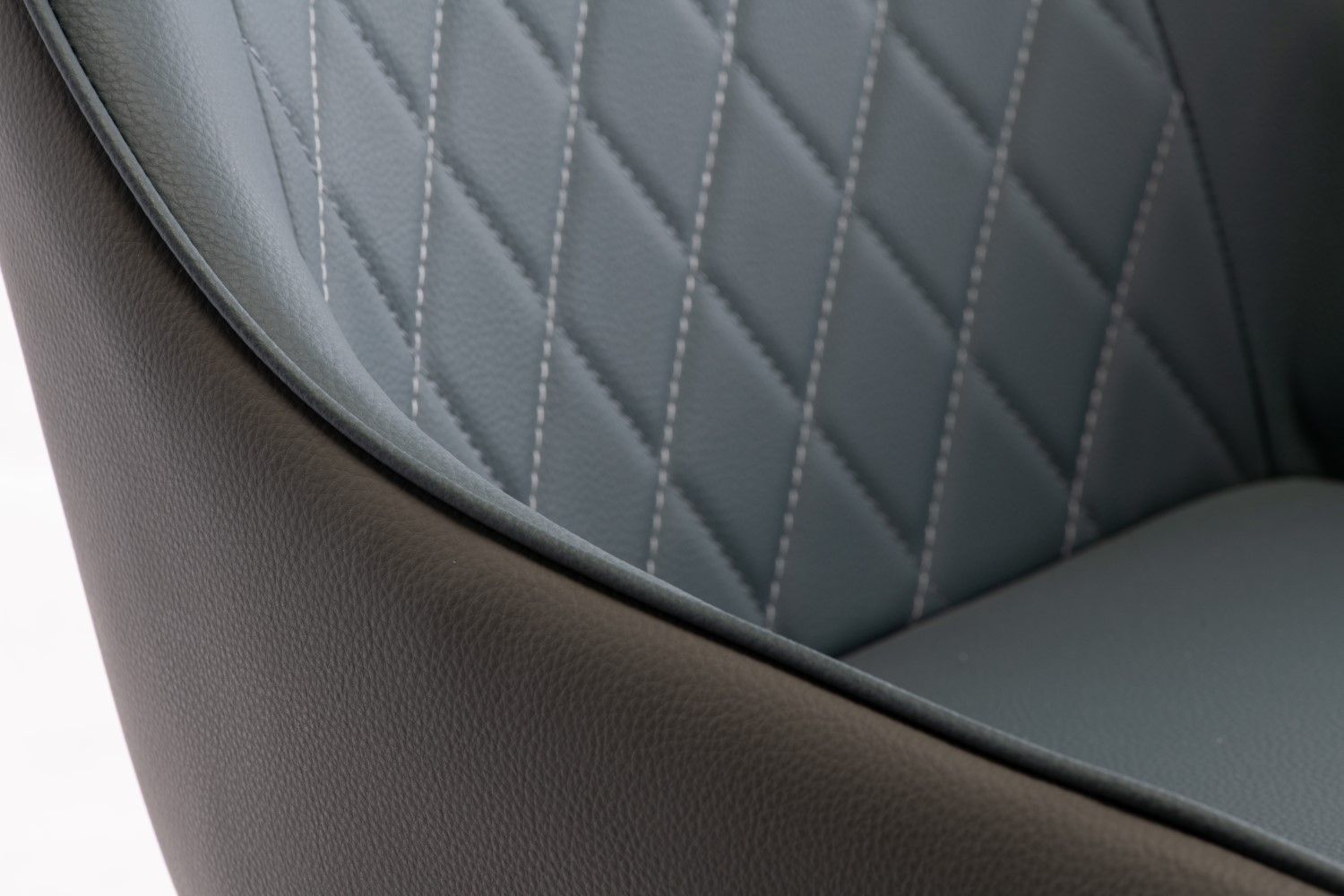 Blue and Dark Grey Leather Effect Swivel Dining Chair