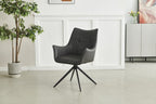 Charcoal Leather Effect Wing Back Dining Armchair