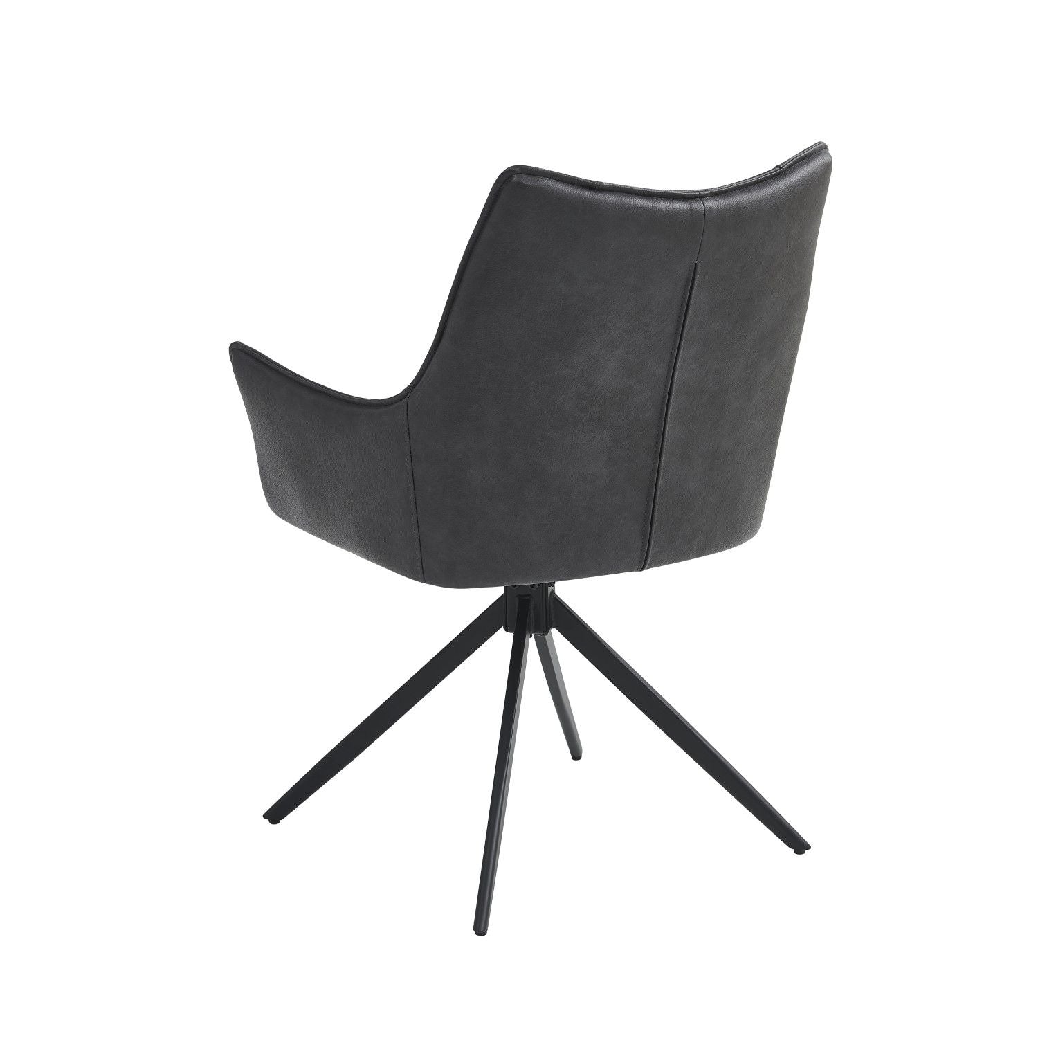 Charcoal Leather Effect Wing Back Dining Armchair - Home Furniture Interiors