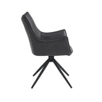 Charcoal Leather Effect Wing Back Dining Armchair - Home Furniture Interiors