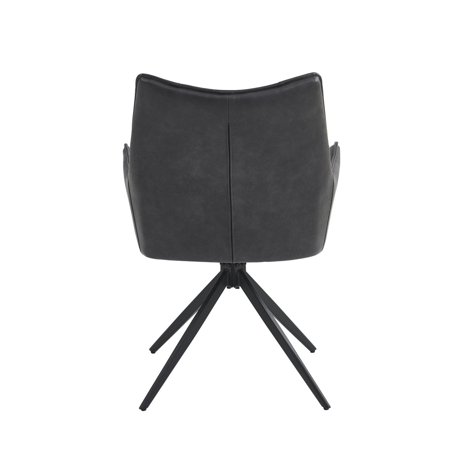 Charcoal Leather Effect Wing Back Dining Armchair - Home Furniture Interiors