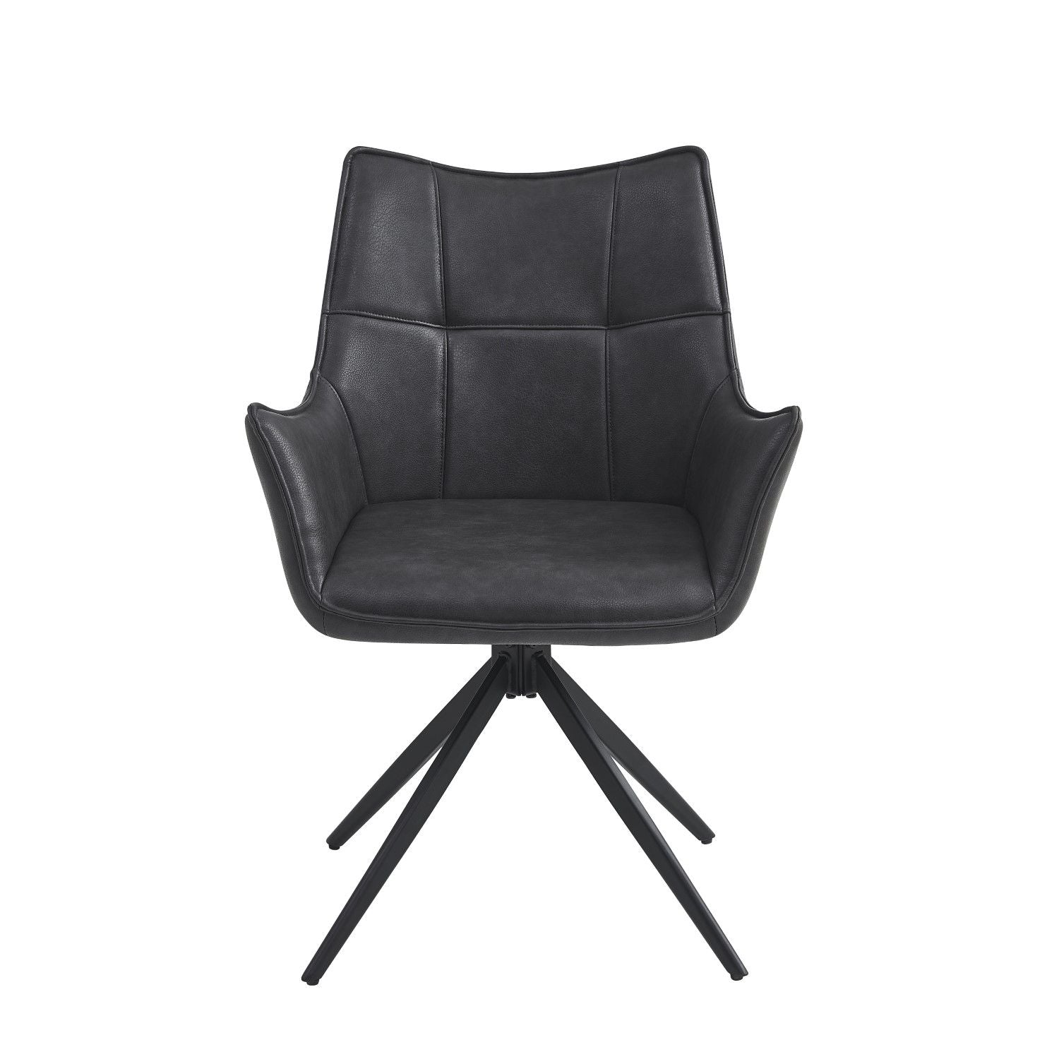 Charcoal Leather Effect Wing Back Dining Armchair - Home Furniture Interiors