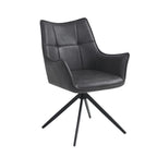 Charcoal Leather Effect Wing Back Dining Armchair - Home Furniture Interiors