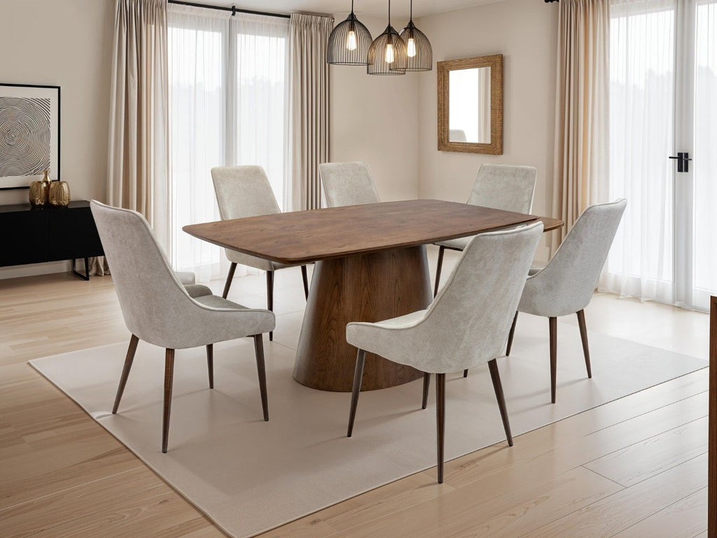 CHELSEA DINING CHAIR NATURAL YARN BROWN LEG