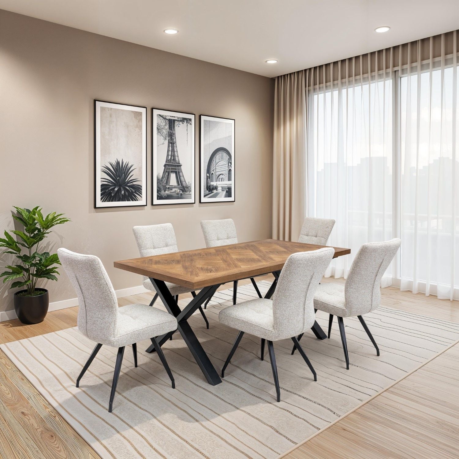 DAISY DINING CHAIR COBBLE NATURAL FABRIC