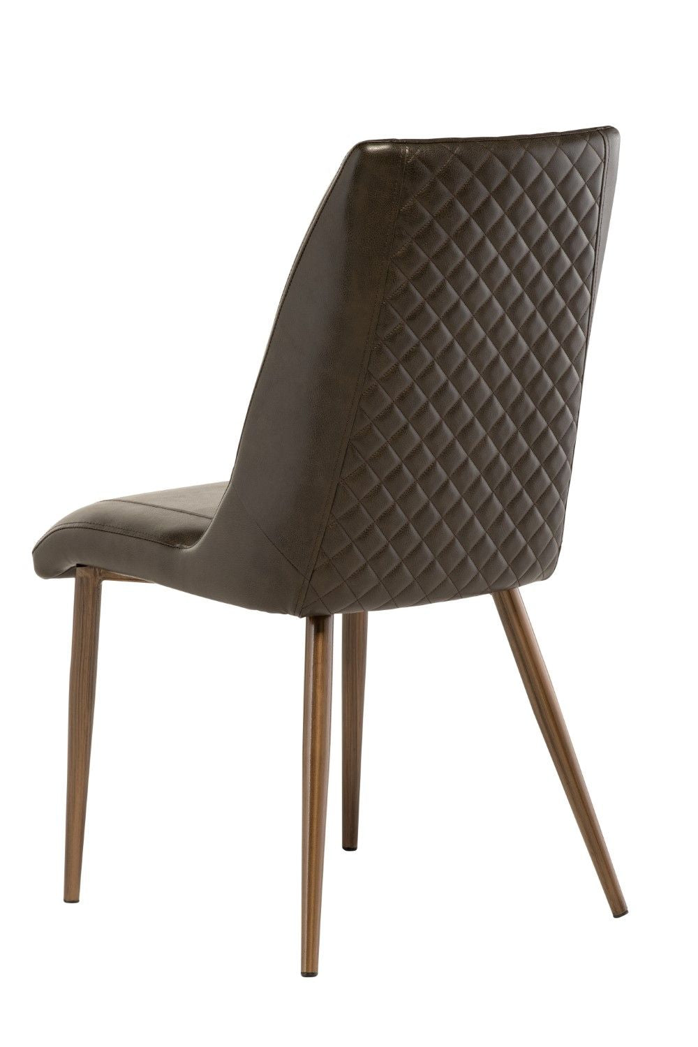 Dark Brown Leather Effect Dining Chair Antique Brass Legs - Home Furniture Interiors