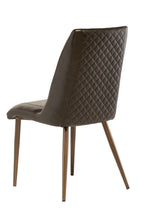 Dark Brown Leather Effect Dining Chair Antique Brass Legs - Home Furniture Interiors