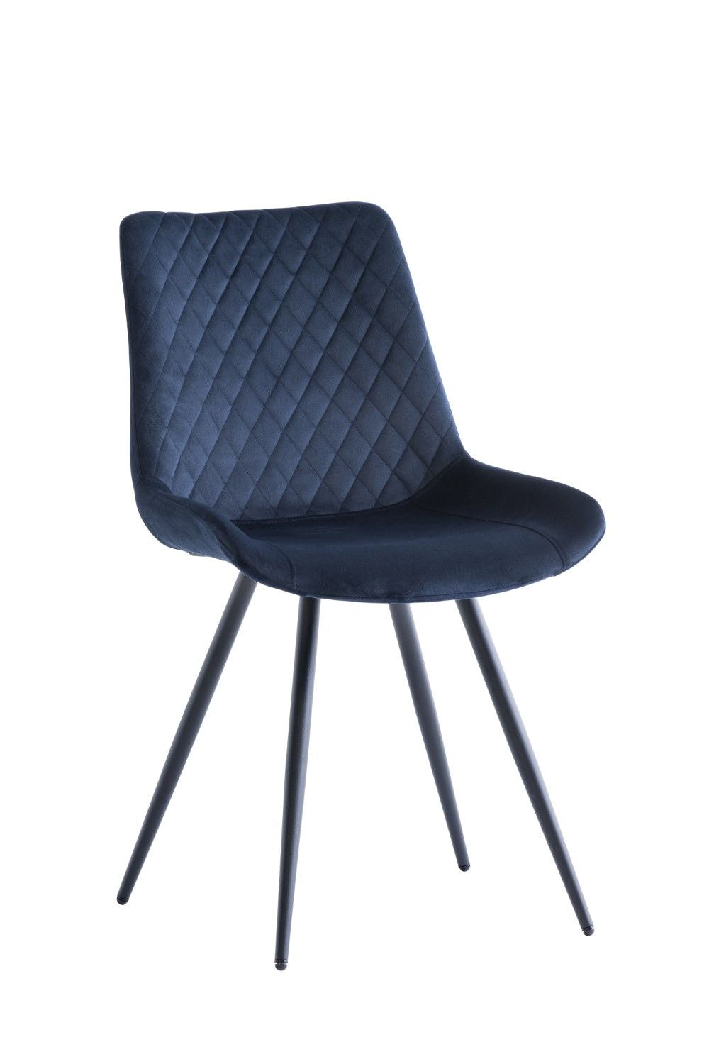Deep Blue Velvet Curved Back Dining Chair Metal Legs