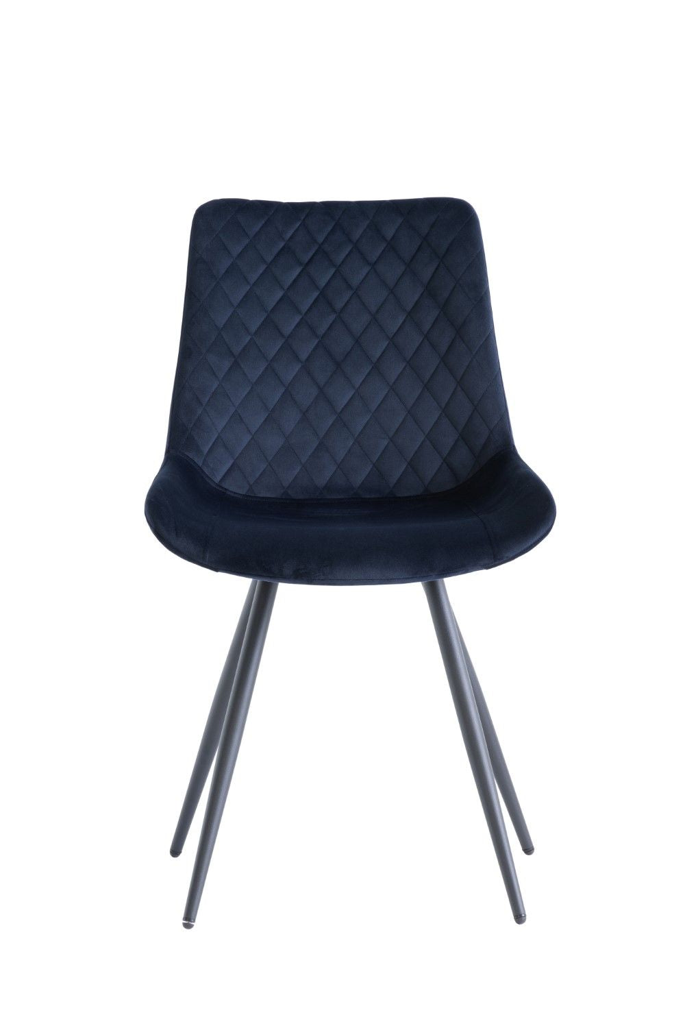 Deep Blue Velvet Curved Back Dining Chair Metal Legs
