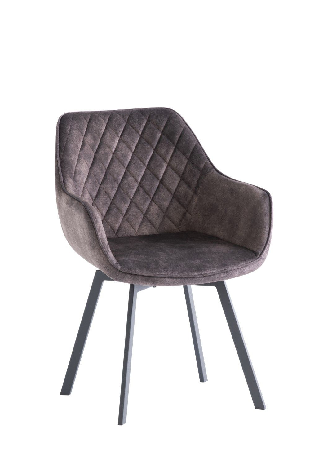 Graphite Velvet Swivel Dining Chair Black Metal Legs