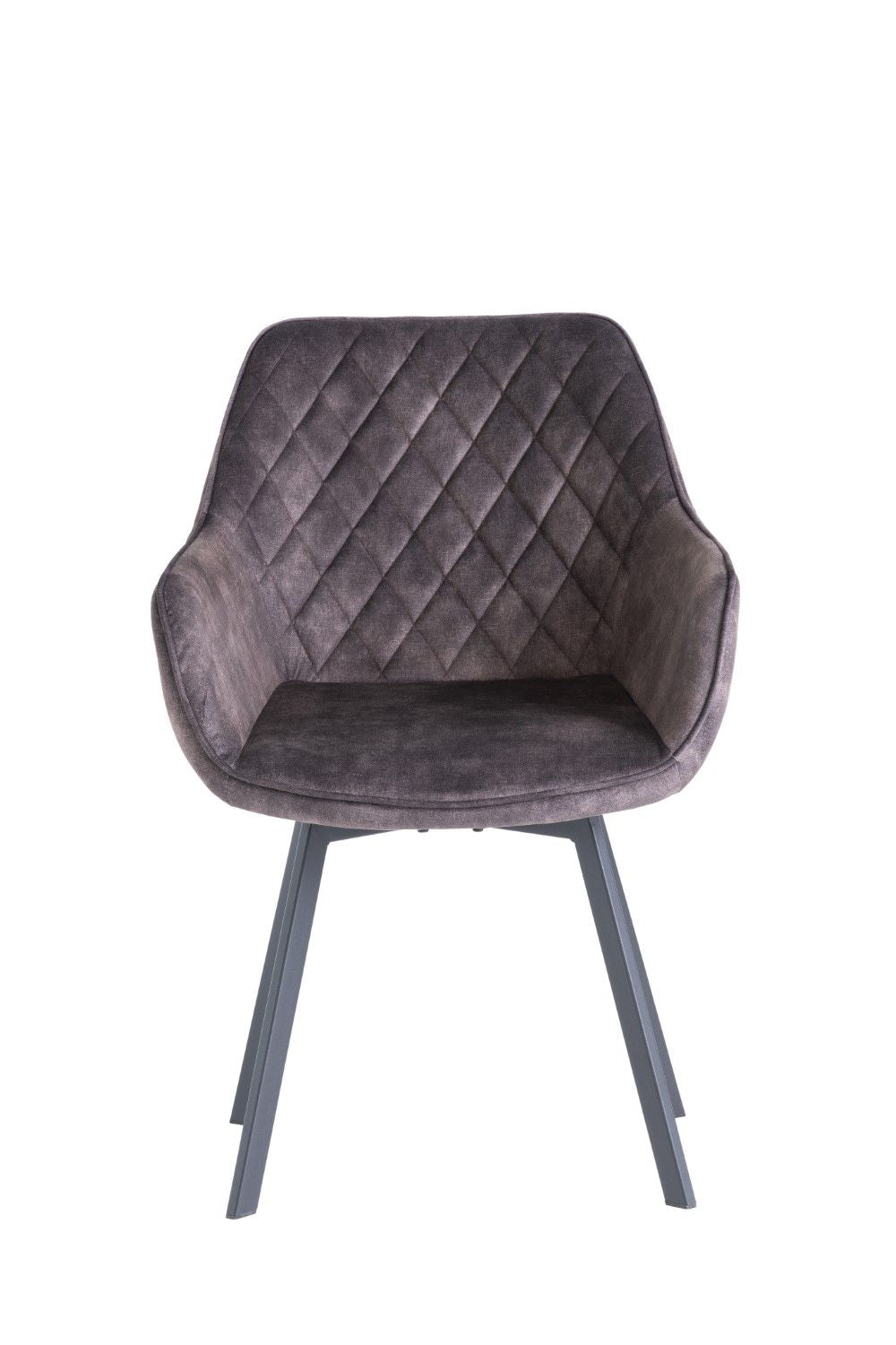 Graphite Velvet Swivel Dining Chair Black Metal Legs - Home Furniture Interiors