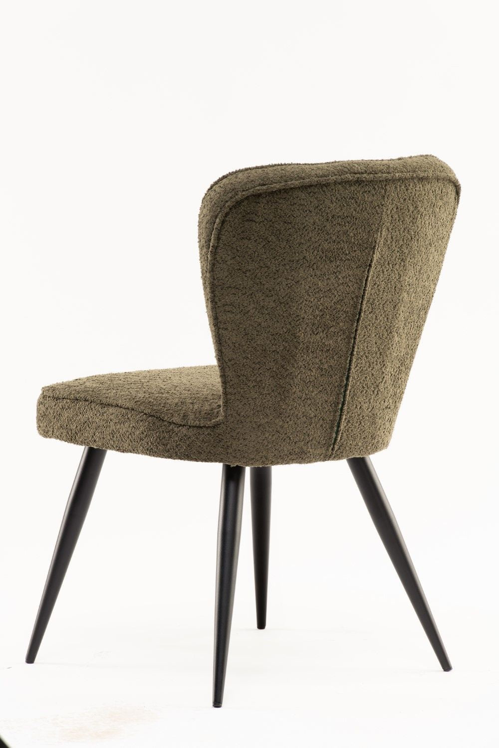 Green Boucle Fabric Curved Back Padded Dining Chair - Home Furniture Interiors