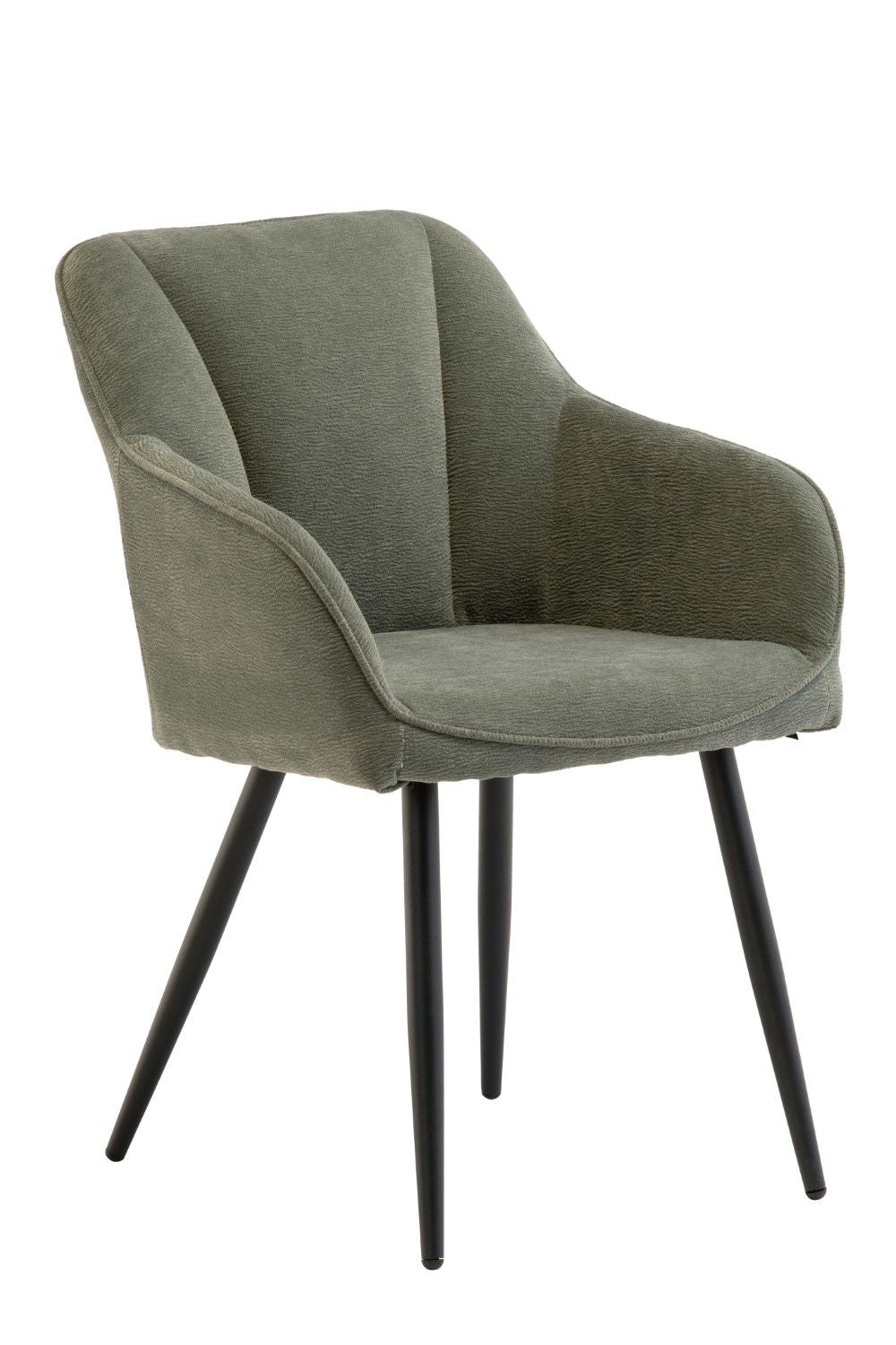 Green Textured Fabric Vertical Stitched Dining Chair