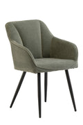 Green Textured Fabric Vertical Stitched Dining Chair
