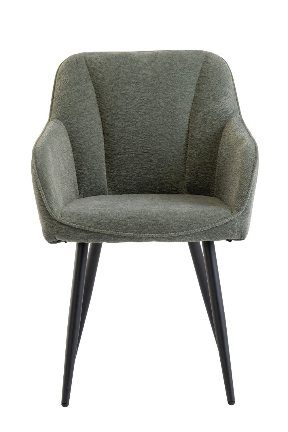 Green Textured Fabric Vertical Stitched Dining Chair - Home Furniture Interiors