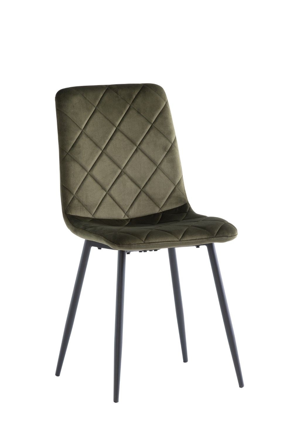 Green Velvet Dining Chair Curved Diamond Stitched Back