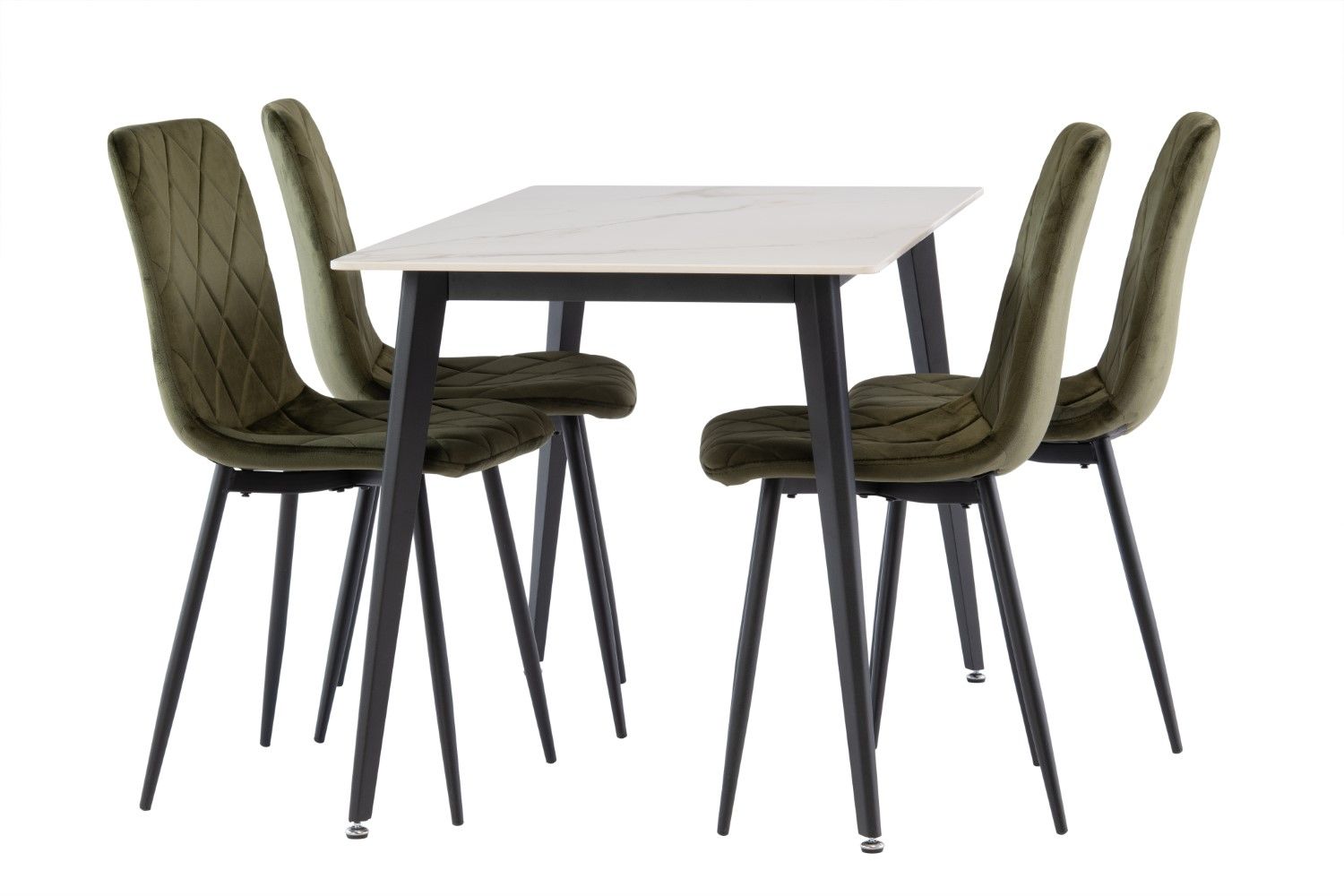 Green Velvet Dining Chair Curved Diamond Stitched Back - Home Furniture Interiors