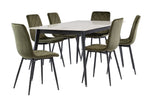 Green Velvet Dining Chair Curved Diamond Stitched Back - Home Furniture Interiors