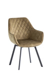 Green Velvet Swivel Dining Chair Black Metal Legs