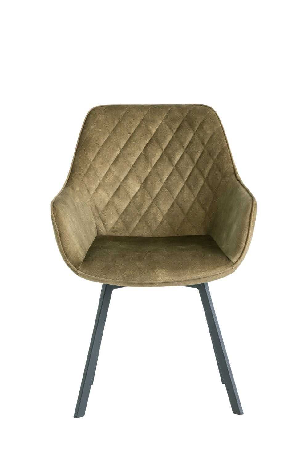 Green Velvet Swivel Dining Chair Black Metal Legs - Home Furniture Interiors