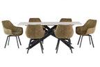 Green Velvet Swivel Dining Chair Black Metal Legs - Home Furniture Interiors