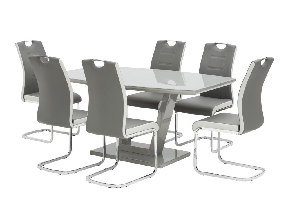 Grey and Light Grey Dual Tone Leather Effect Dining Chair - Home Furniture Interiors
