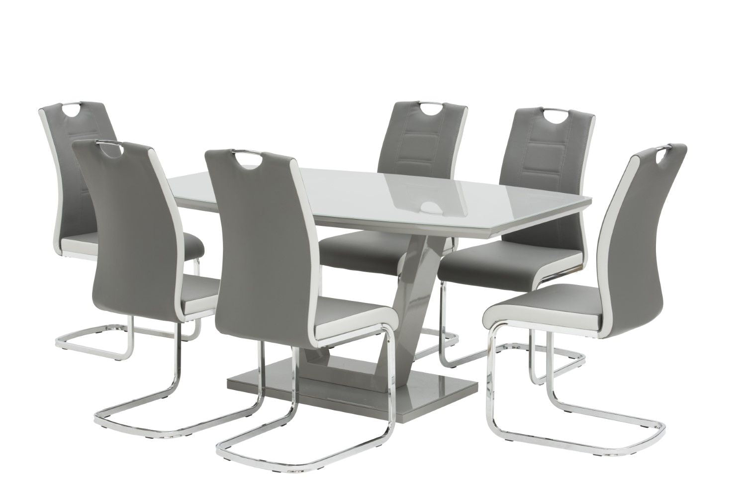 Grey and Light Grey Dual Tone Leather Effect Dining Chair - Home Furniture Interiors