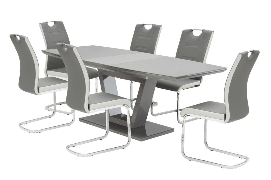 Grey and Light Grey Dual Tone Leather Effect Dining Chair - Home Furniture Interiors