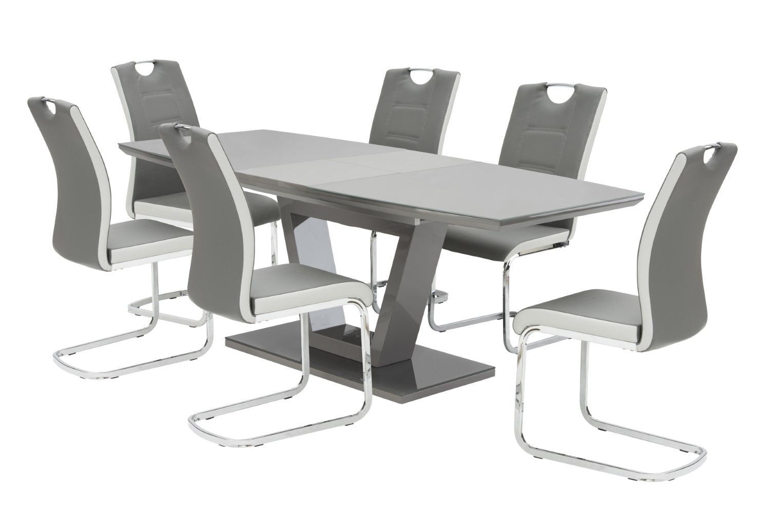 Grey and Light Grey Dual Tone Leather Effect Dining Chair - Home Furniture Interiors