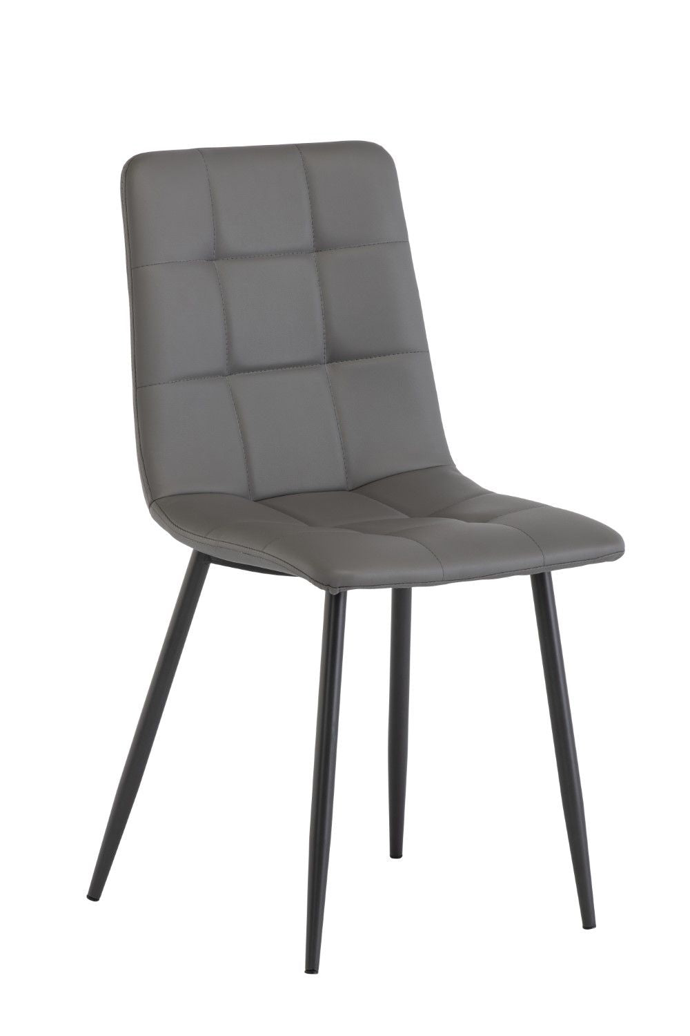 Grey Leather Effect Dining Chair Square Stitched Back