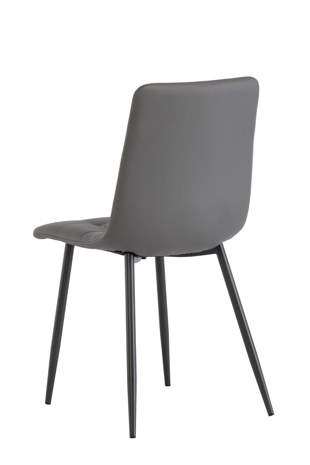 Grey Leather Effect Dining Chair Square Stitched Back