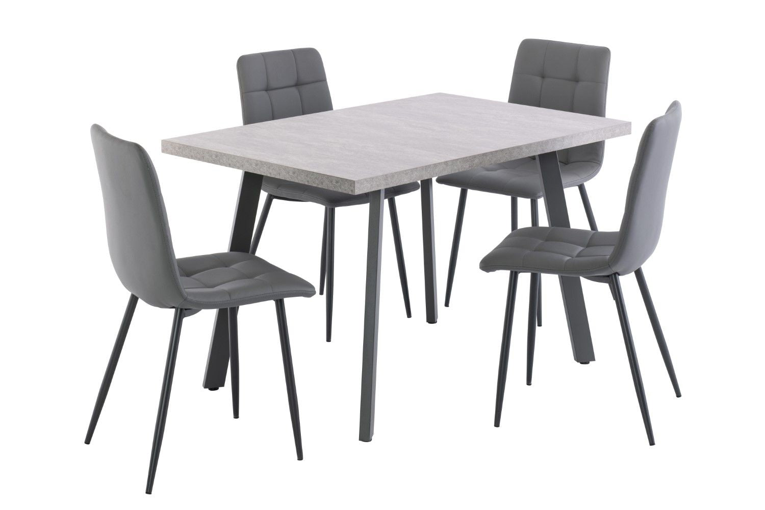 Grey Leather Effect Dining Chair Square Stitched Back