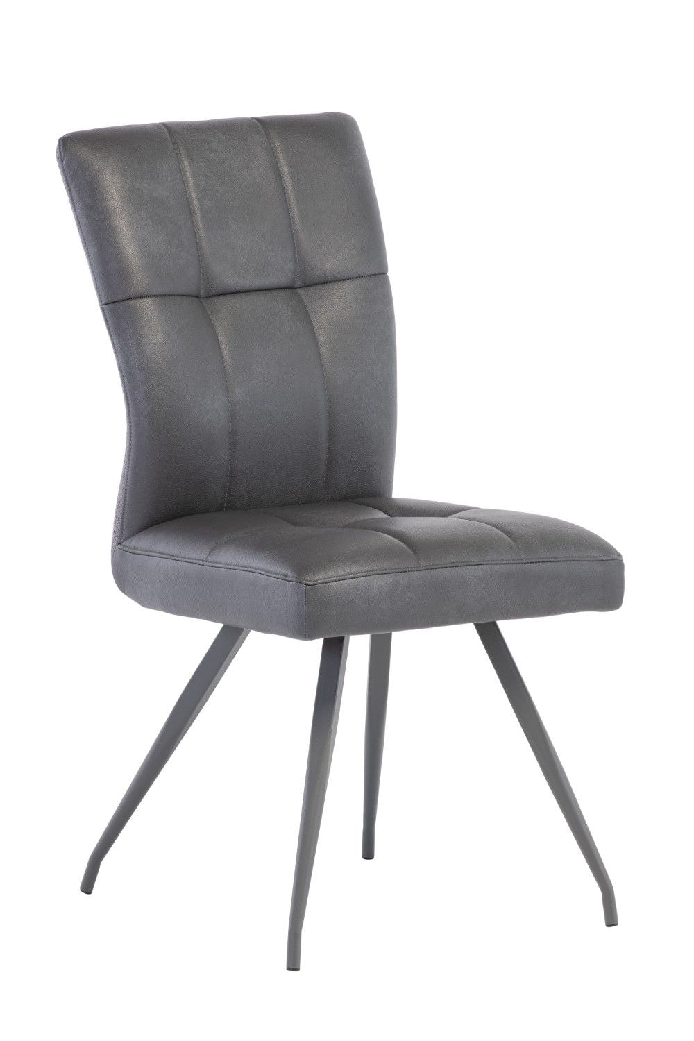 Grey Leather Effect Front and Fabric Back Dining Chair