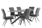 Grey Leather Effect Front and Fabric Back Dining Chair - Home Furniture Interiors