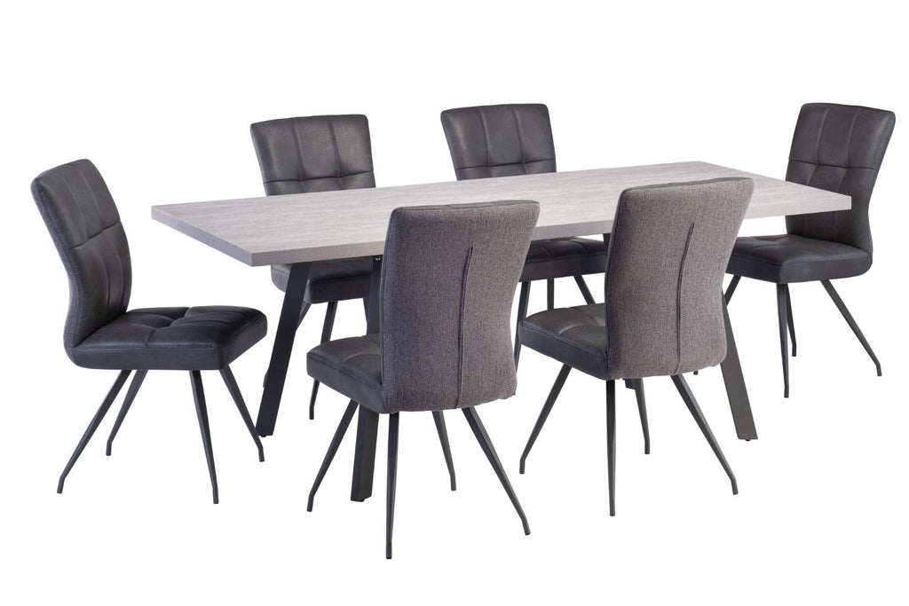 Grey Leather Effect Front and Fabric Back Dining Chair - Home Furniture Interiors