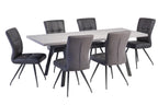 Grey Leather Effect Front and Fabric Back Dining Chair - Home Furniture Interiors