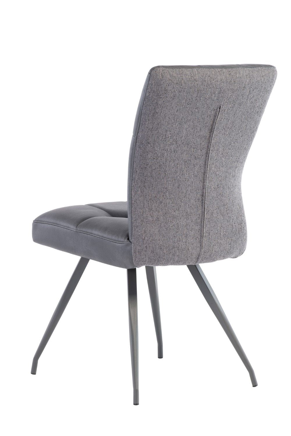 Grey Leather Effect Front and Fabric Back Dining Chair