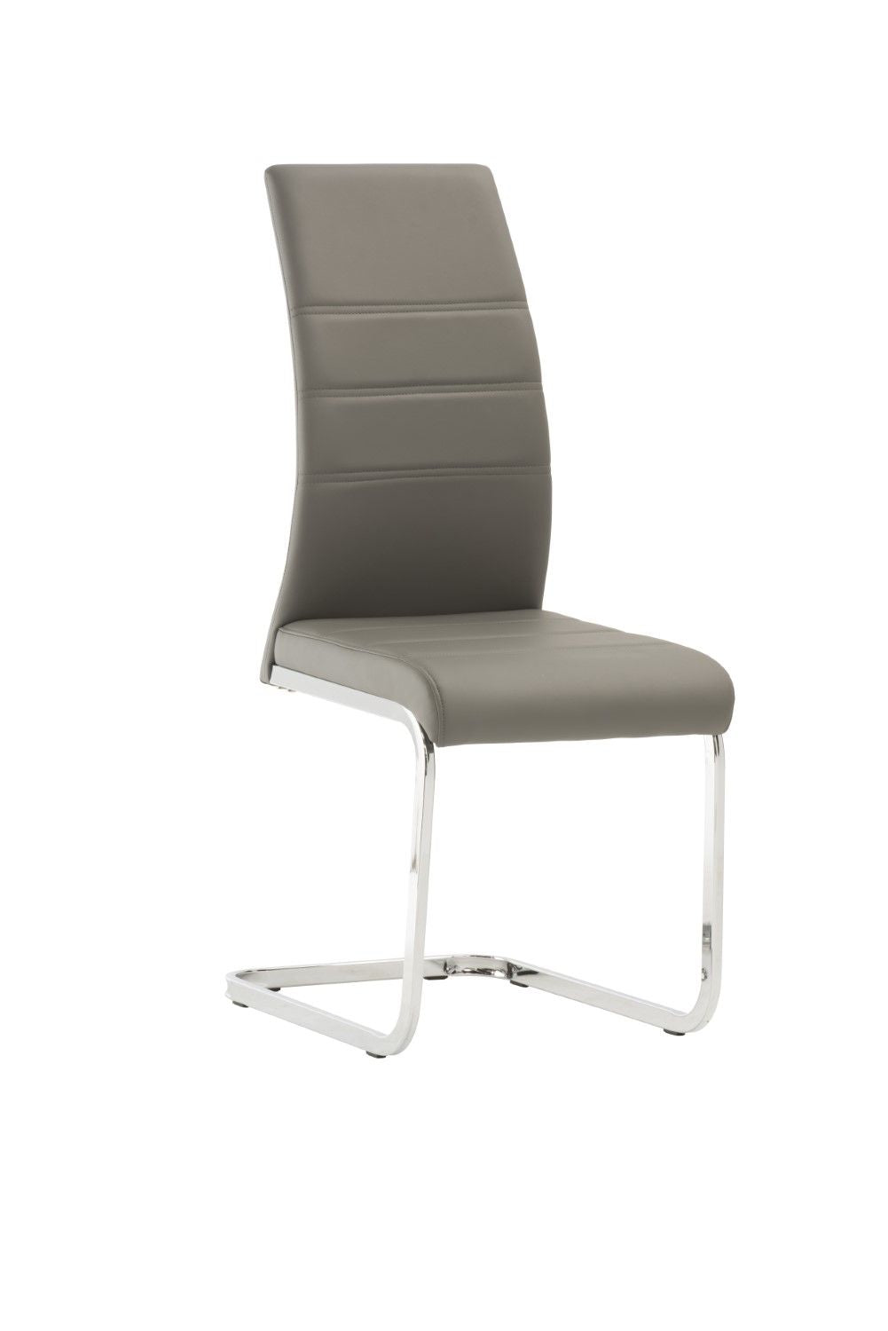 Grey Leather Effect Horizontal Stitched Dining Chair