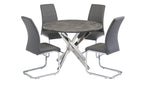 Grey Leather Effect Horizontal Stitched Dining Chair - Home Furniture Interiors