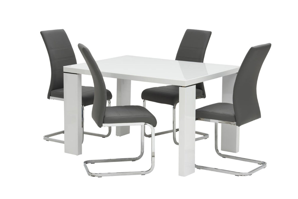 Grey Leather Effect Horizontal Stitched Dining Chair - Home Furniture Interiors