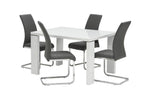 Grey Leather Effect Horizontal Stitched Dining Chair - Home Furniture Interiors