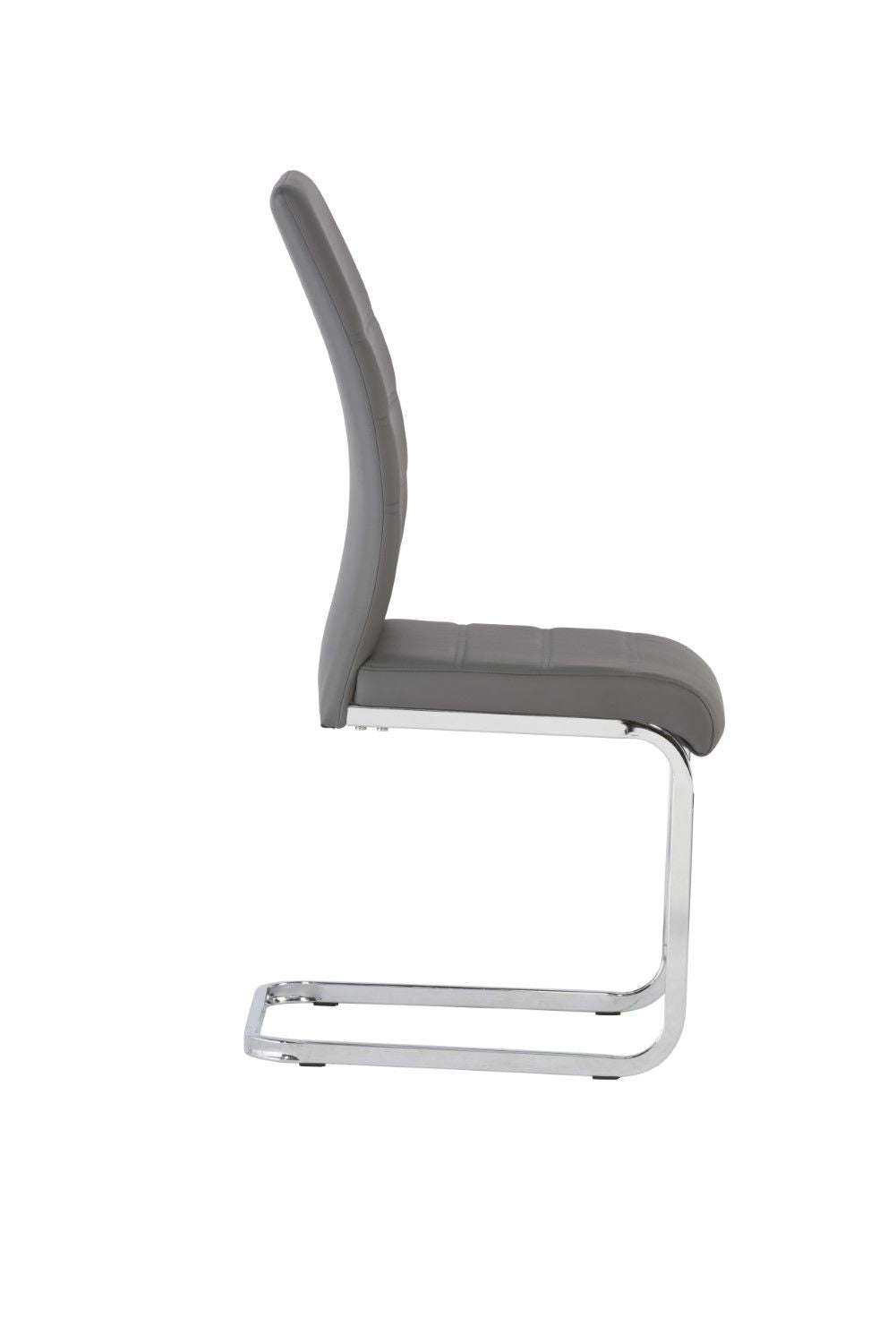 Grey Leather Effect Horizontal Stitched Dining Chair - Home Furniture Interiors